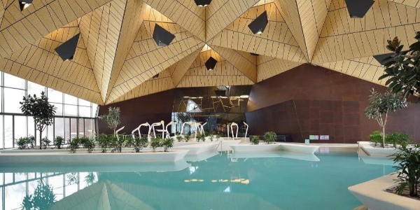 幾何傾斜屋頂結(jié)構(gòu)的游泳池設(shè)計(jì)